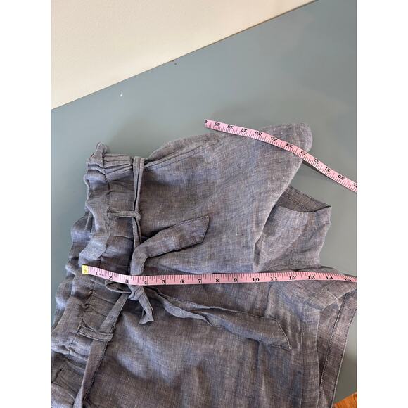 Rachel Roy linen shorts size M paper bag high waisted front tie elastic waist - Picture 7 of 8